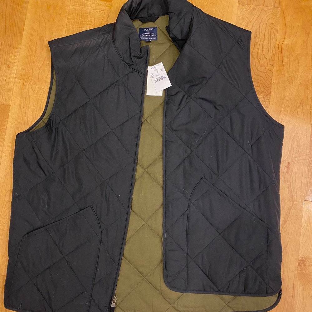 JCrew Factory Men’s Walker Vest Black Vest NEW WITH TAGS Size Large